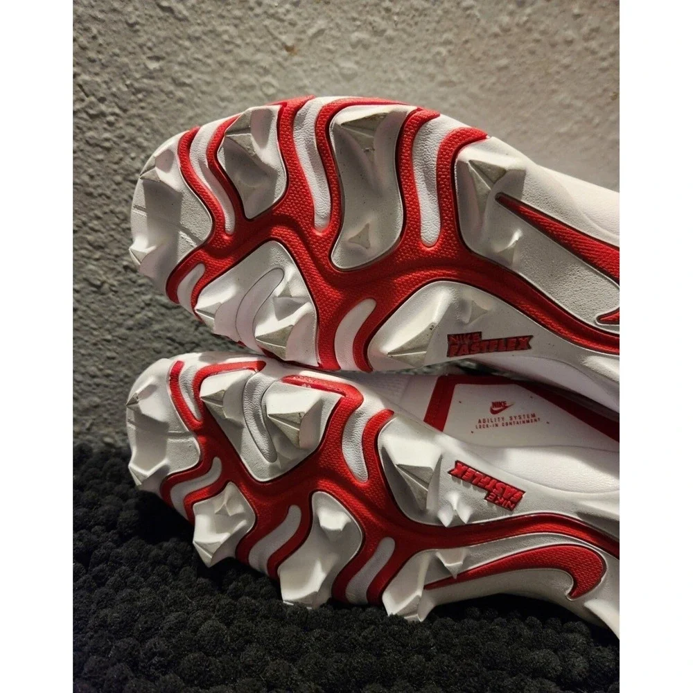 NIKE ALPHA MENACE Men's Football Cleats Sz 11.5 White w/Black, Red